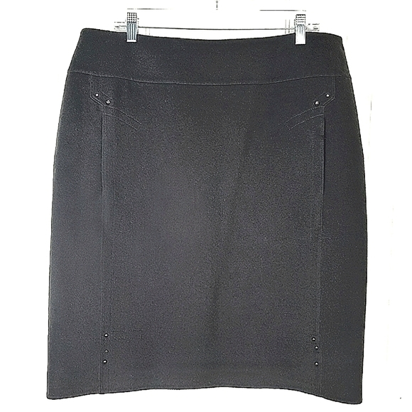 Escada Sport Pencil Skirt Dark Gray Short Size XL 44 Soft Thick Wide Waist Band - Picture 1 of 9